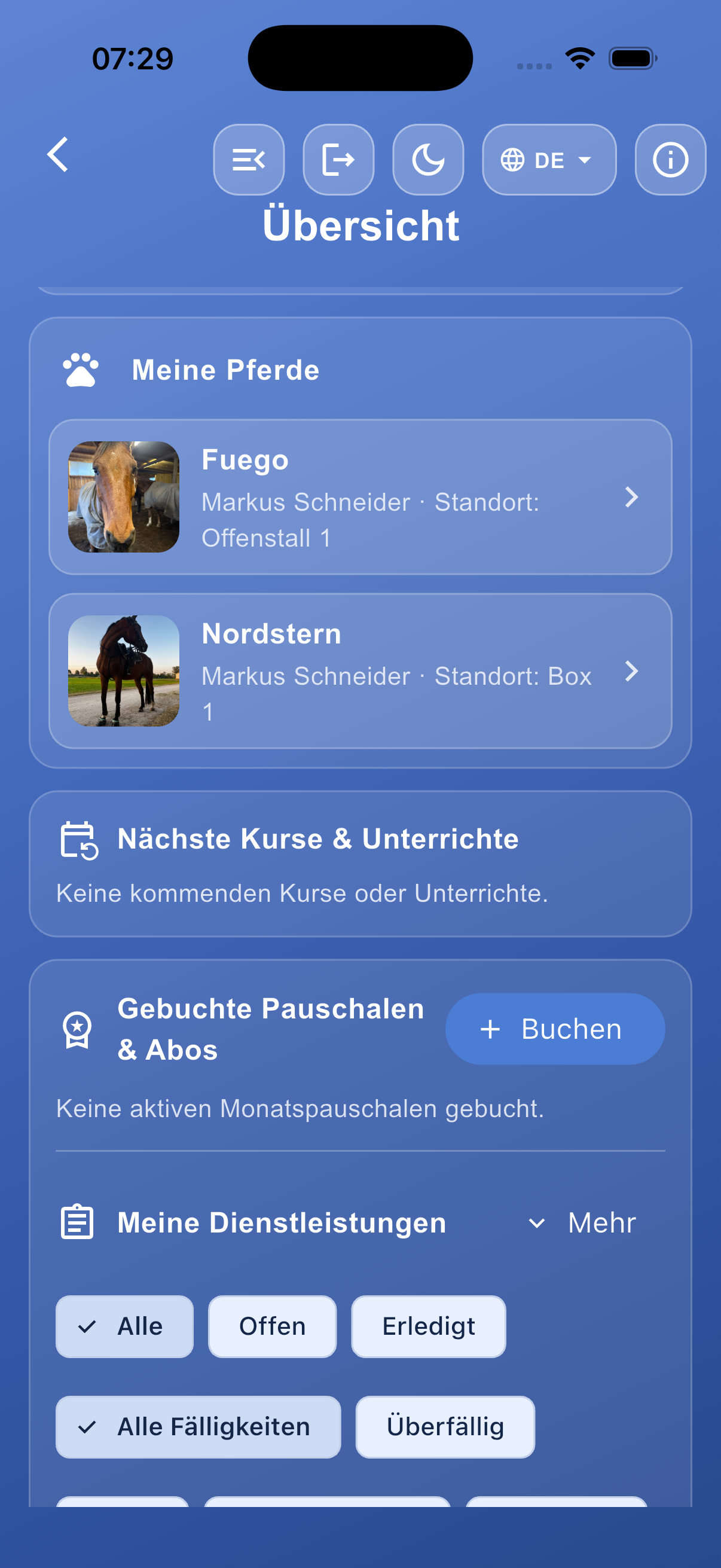 Stall Manager App Vorschau 1