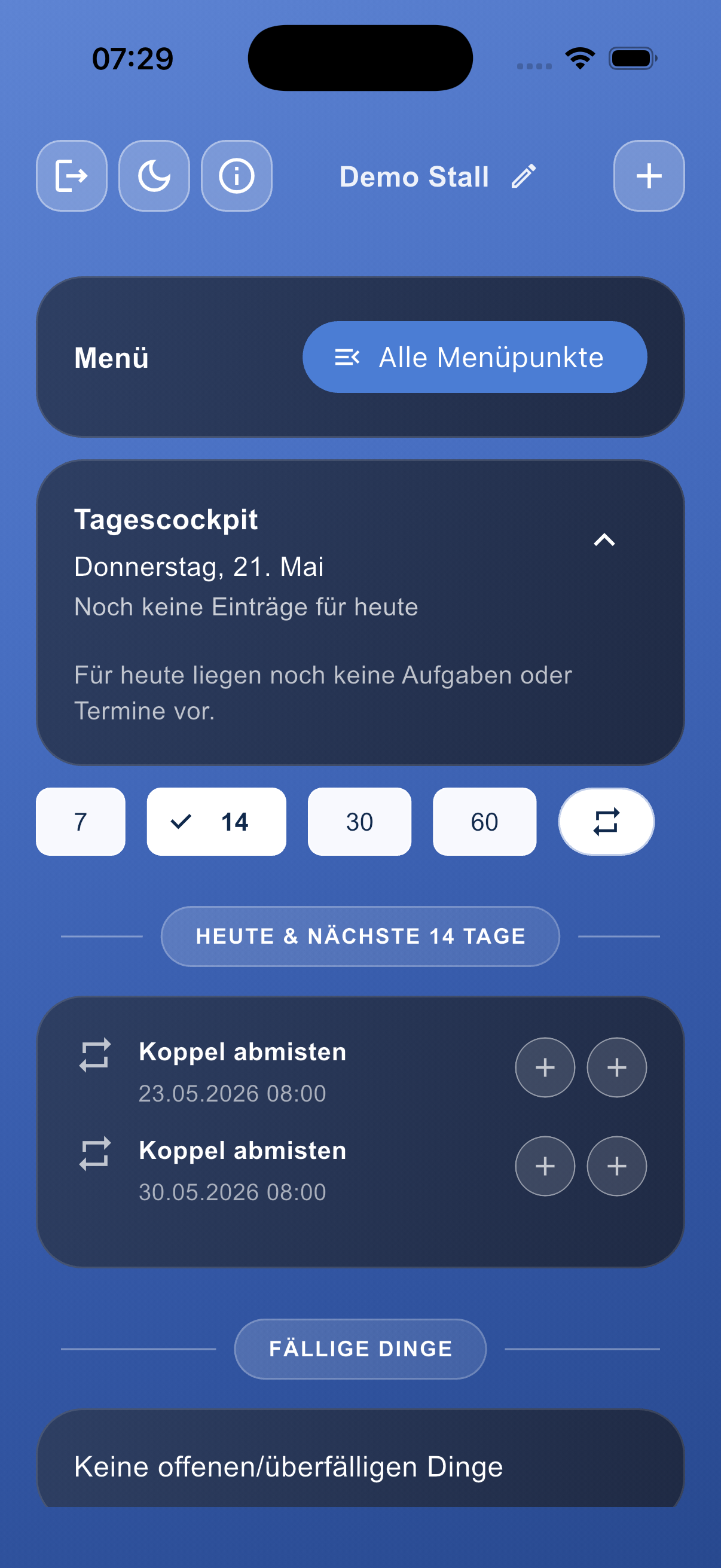 Stall Manager App Vorschau 2