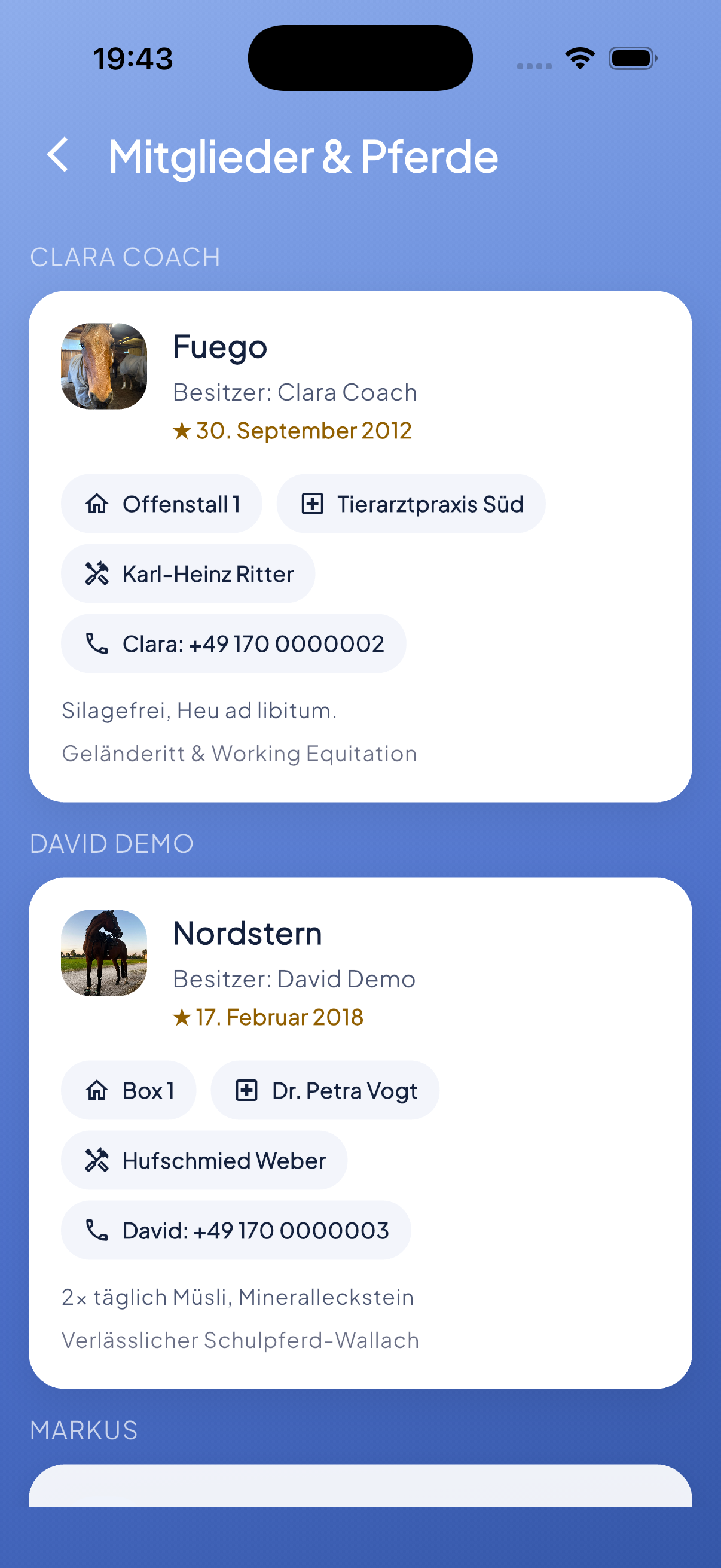 Stall Manager App Vorschau 3